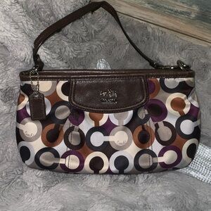 Coach Brown and Multicolor Wristlet